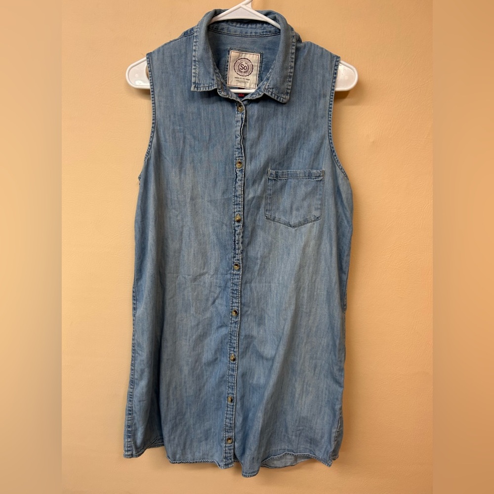 SO Sleeveless Denim Dress - Blue